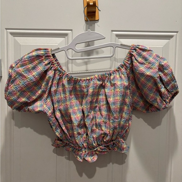 CAROLINE CONSTAS RAINBOW Bardot Crop Top - Picture 4 of 5